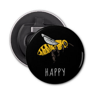 Cute Bee Happy Custom Bottle Opener