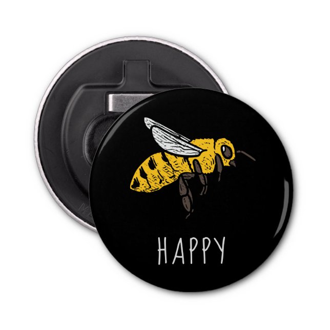 Cute Bee Happy Custom Bottle Opener (Front)