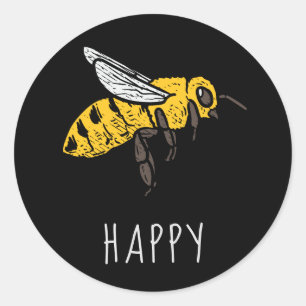 Cute Bee Happy Custom Classic Round Sticker