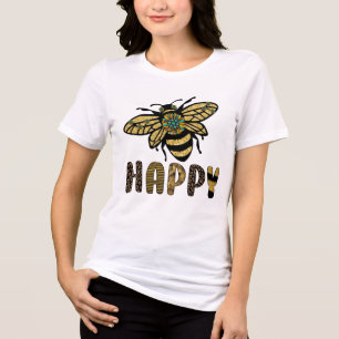 Cute bee happy word art Tri-Blend shirt