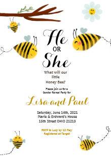 Bee Gender Reveal Invitations Zazzle Com Au