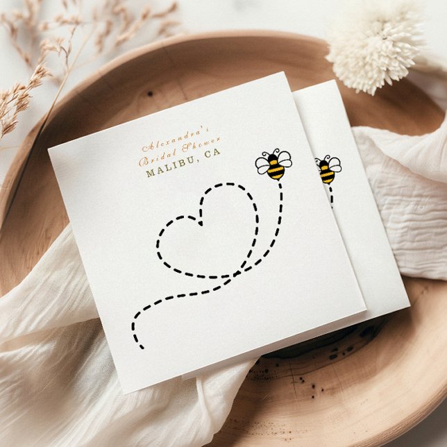 Cute bee heart bridal shower napkin (Creator Uploaded)
