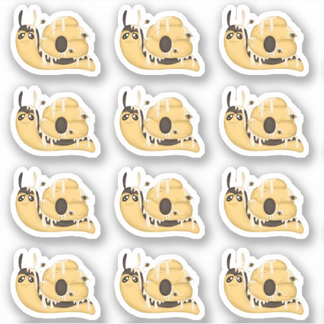 Cute Bee Hive and Honey Snail Stickers (Front)