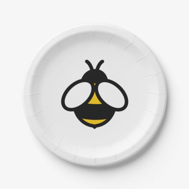 Cute Bee, honey bee, bumblebee  Paper Plate (Front)