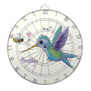Cute bee hummingbird cartoon illustration dartboard