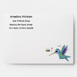Cute bee hummingbird cartoon illustration envelope