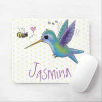 Cute bee hummingbird cartoon illustration