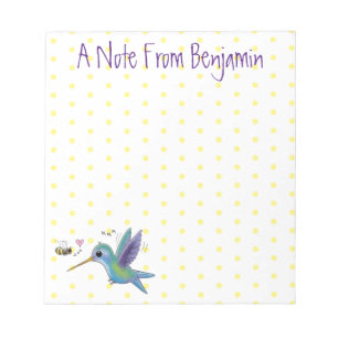 Cute bee hummingbird cartoon illustration notepad