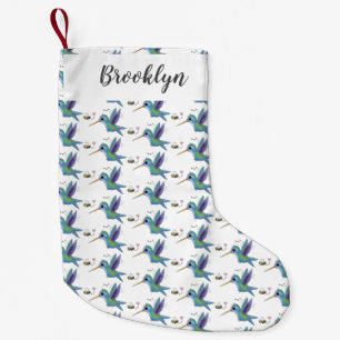 Cute bee hummingbird cartoon illustration small christmas stocking