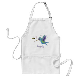 Cute bee hummingbird cartoon illustration standard apron