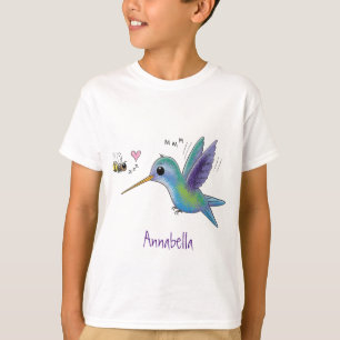Cute bee hummingbird cartoon illustration T-Shirt