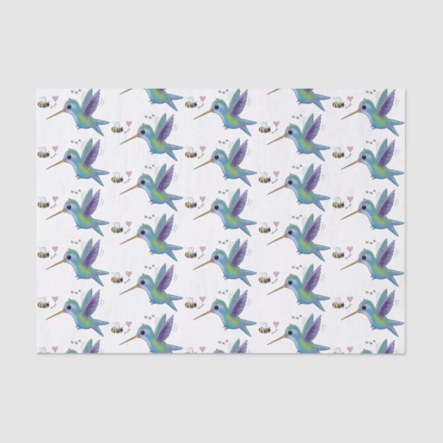 Cute bee hummingbird cartoon illustration tissue paper (Front)