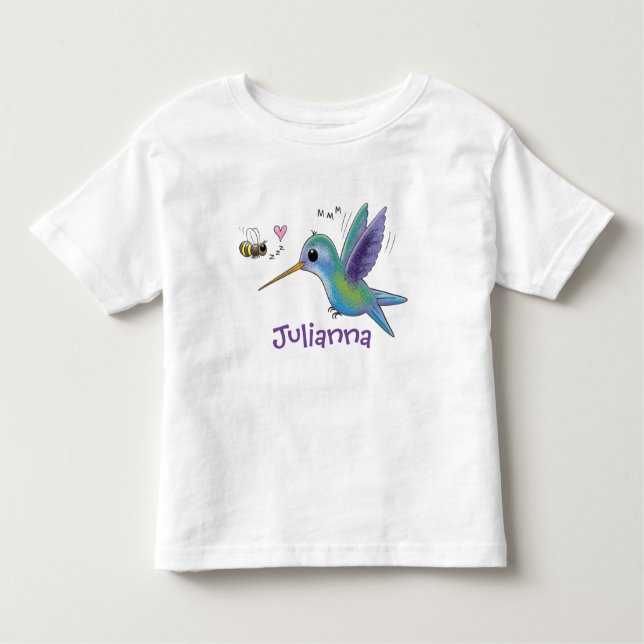 Cute bee hummingbird cartoon illustration toddler T-Shirt (Front)