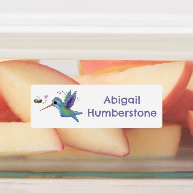 Cute bee hummingbird cartoon personalised (Affixed)