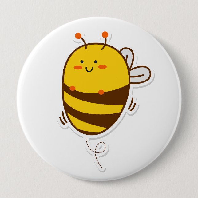Cute Bee Kawaii Drawing 10 Cm Round Badge (Front)