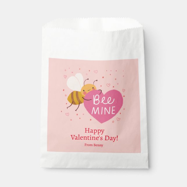 Cute Bee Kids Classroom Valentine Favour Bag (Front)