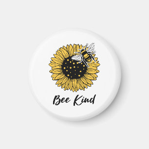 Cute Bee Kind Sunflower Magnet