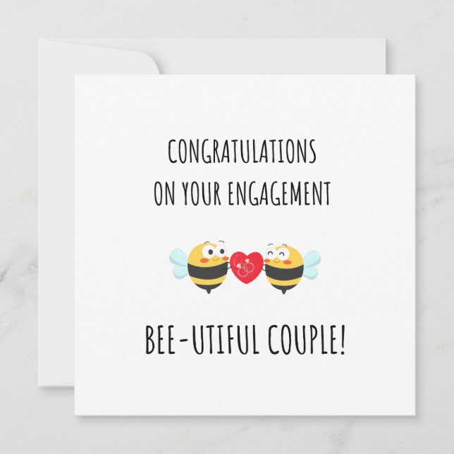 Cute Bee Love Pun Funny Engagement Card  (Front)