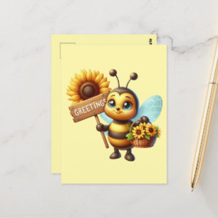 Cute bee lovers greeting  postcard