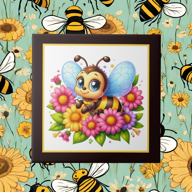 Cute bee lovers insect  ceramic tile (Creator Uploaded)