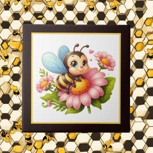 Cute bee lovers insect ceramic tile