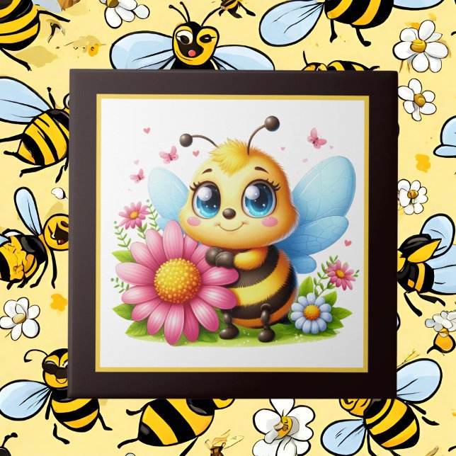Cute bee lovers insect ceramic tile (Creator Uploaded)