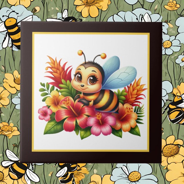 Cute bee lovers insect  ceramic tile (Creator Uploaded)