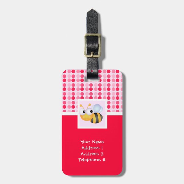 Cute Bee Luggage Tag (Front Vertical)