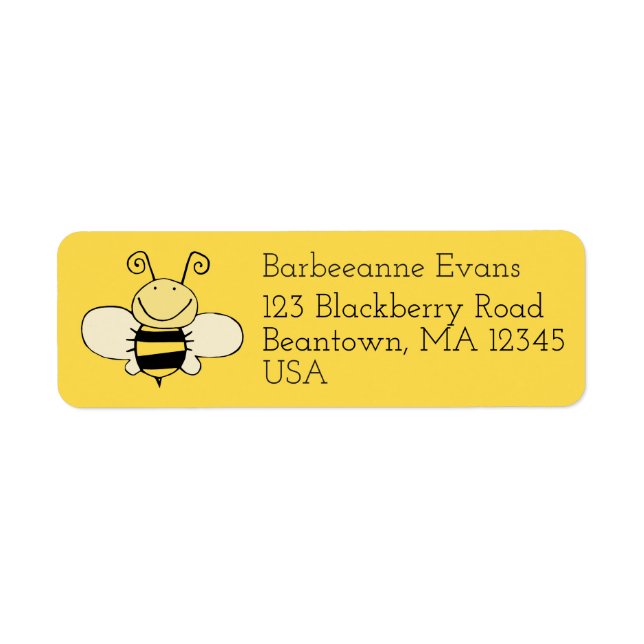 Cute Bee Mailing Address Label Return Address Label (Front)