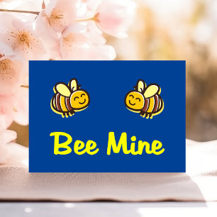 Cute Bee Mine Retro Bumble Bees Dark Colour Holiday Card
