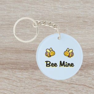 Cute Bee Mine Retro Bumble Bees Light-Colour Key Ring
