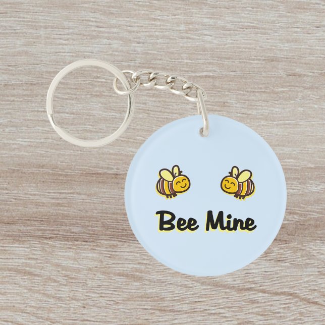 Cute Bee Mine Retro Bumble Bees Light-Colour Key Ring (Creator Uploaded)