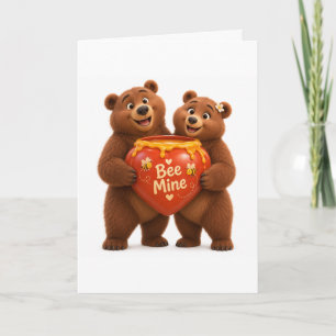 Cute Bee Mine Teddy Bear Valentine Card