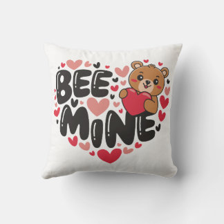 Cute Bee Mine Teddy Bear Valentine's Day Cushion