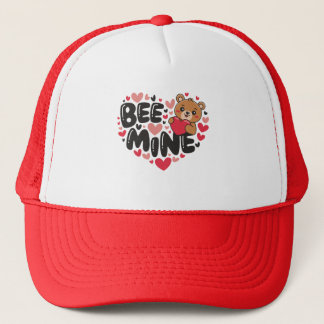 Cute Bee Mine Teddy Bear Valentine's Day Trucker Hat
