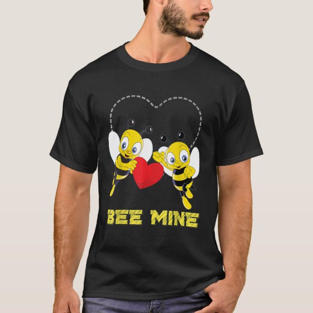 Cute Bee Mine Valentines Day T-Shirt (Front)