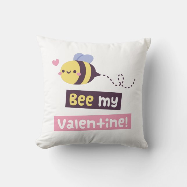 Cute Bee My Valentine, Be My Valentine Cushion (Front)