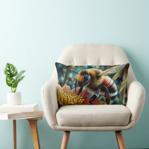 Cute Bee On Flower  Lumbar Cushion