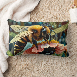 Cute Bee On Flower  Lumbar Cushion