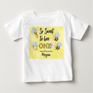 Cute Bee One Yellow Black First Birthday Party Baby T-Shirt