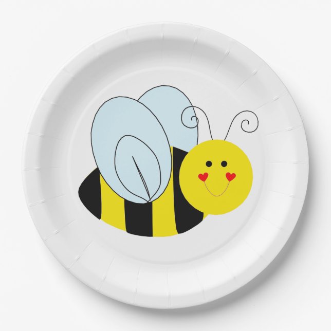 Cute Bee Paper Plate (Front)