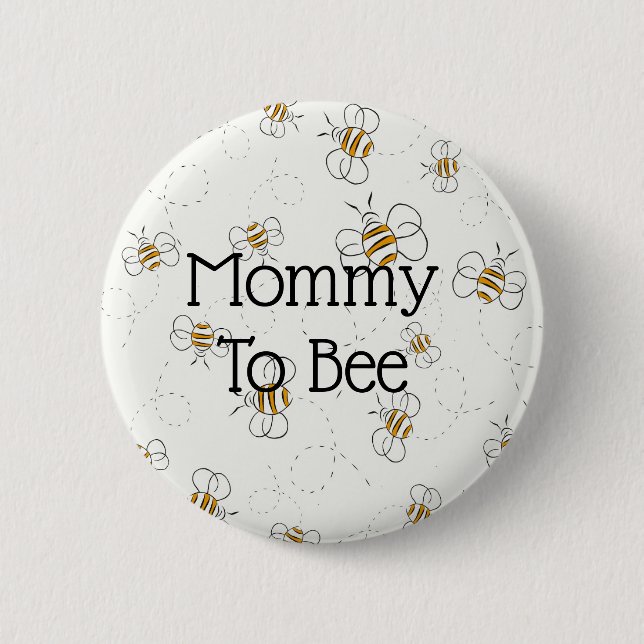Cute Bee Pattern Mummy To Bee Baby Shower Button (Front)