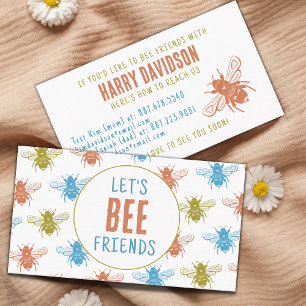 Cute Bee Pattern Play Date Mum Kids Business Calling Card