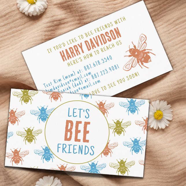 Cute Bee Pattern Play Date Mum Kids Business  Calling Card (Creator Uploaded)