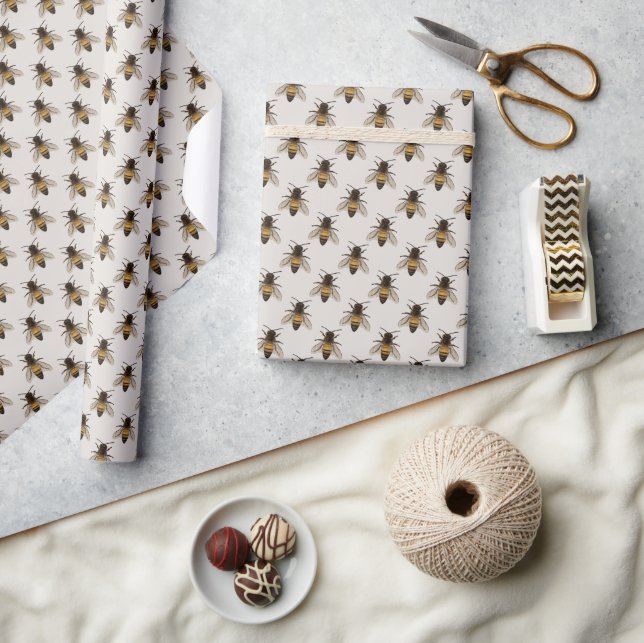 Cute Bee Pattern Wrapping Paper (Crafts)