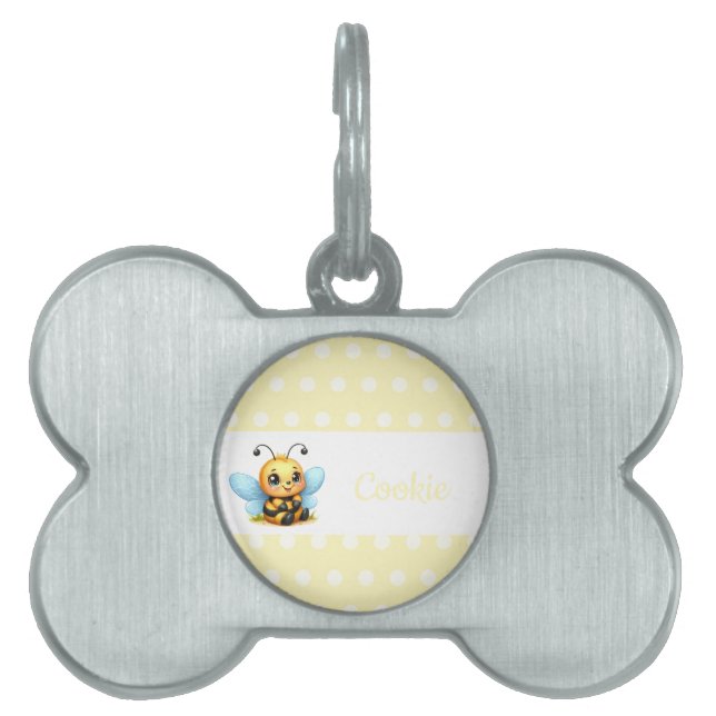 Cute Bee Pet ID Tag (Front)