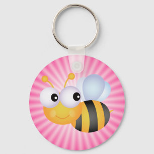 Cute Bee; Pink Key Ring