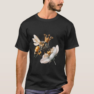 Cute Bee Queen Flower Graphic For Mum Floral Wildf T-Shirt