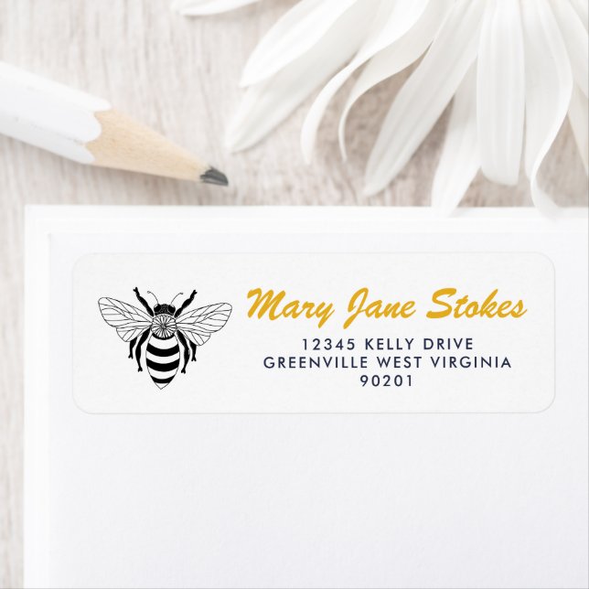 Cute Bee Return Address Label | Personalised  (Insitu)