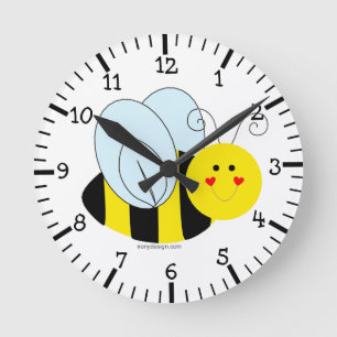 Cute Bee Round Clock